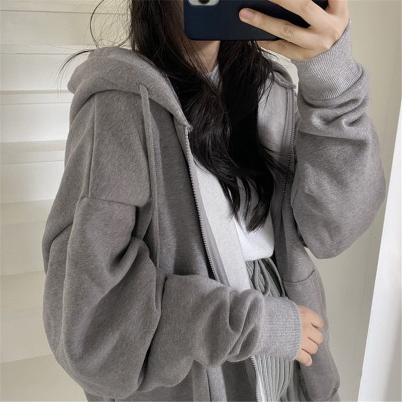 Women's Oversized Zip Up Jacket | Hooded