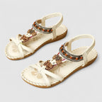 Women's Bohemian Flat T-Strap Sandals | Ankle Strap