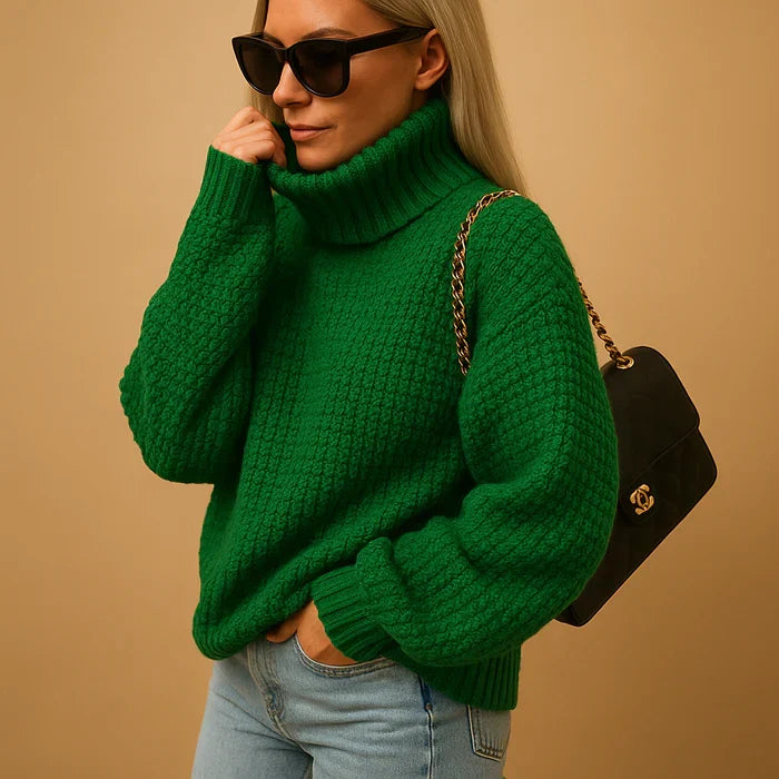 Women's Winter Knit Turtleneck Sweater | Chunky