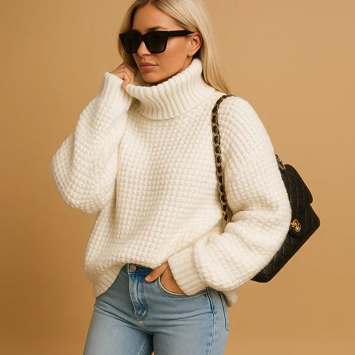 Women's Winter Knit Turtleneck Sweater | Chunky