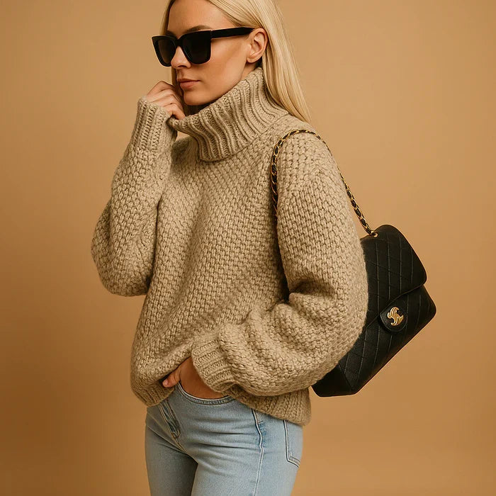 Women's Winter Knit Turtleneck Sweater | Chunky