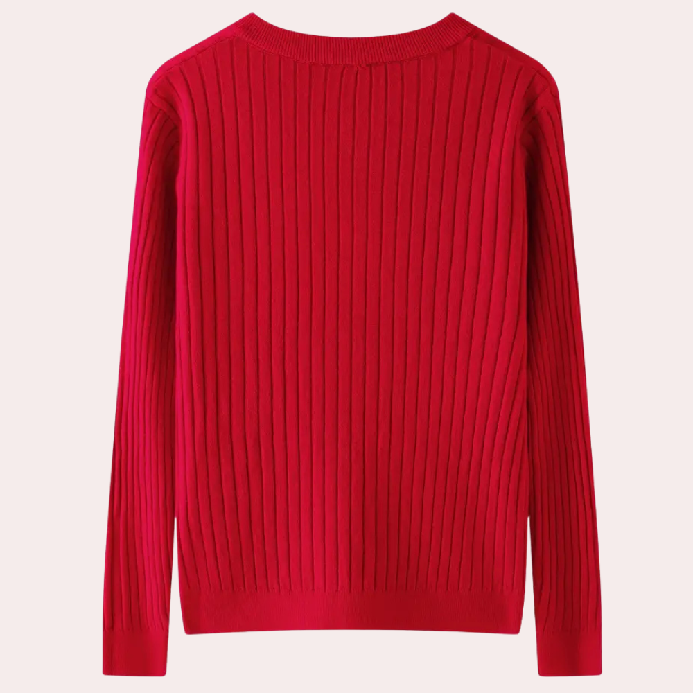 Women’s Casual Ribbed Knit Sweater | Button Placket