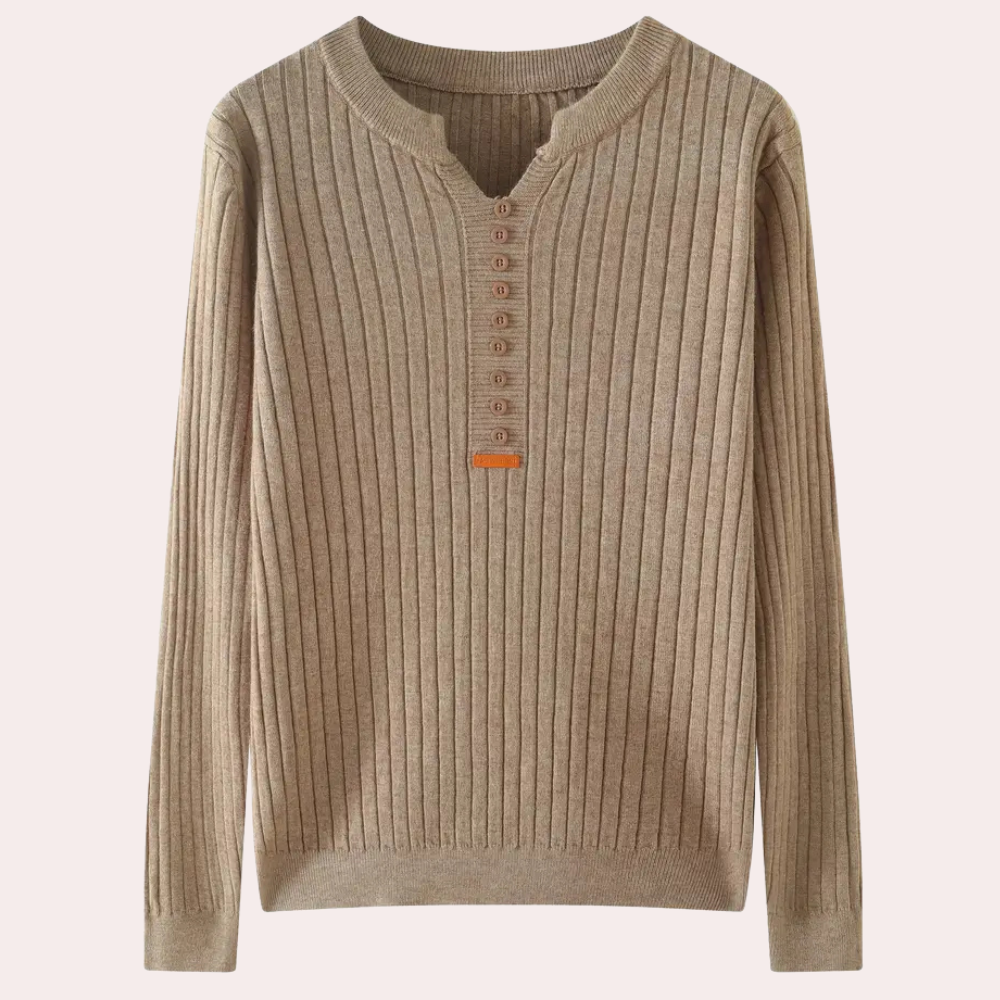 Women’s Casual Ribbed Knit Sweater | Button Placket