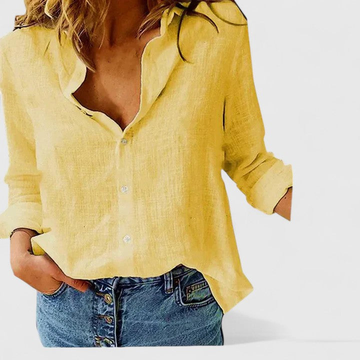 Women's Summer Relaxed Fit Button Down Shirt | Long Sleeves