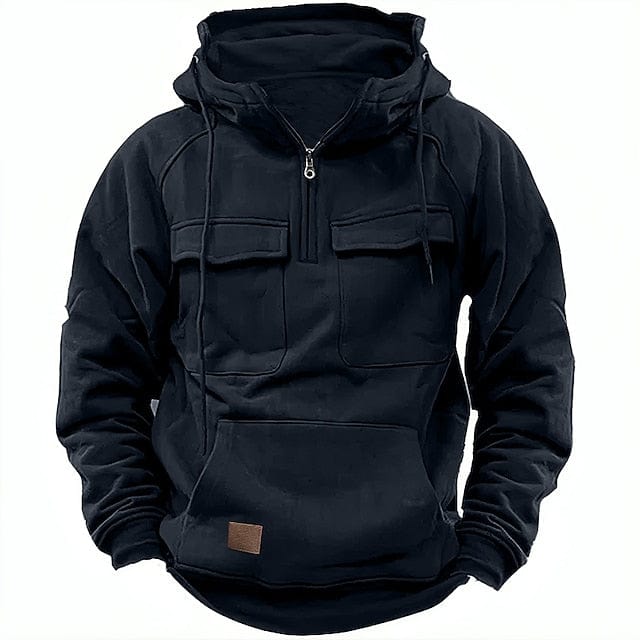 Men's Casual Half-Zip Hoodie | Funnel-Neck