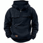 Men's Casual Half-Zip Hoodie | Funnel-Neck