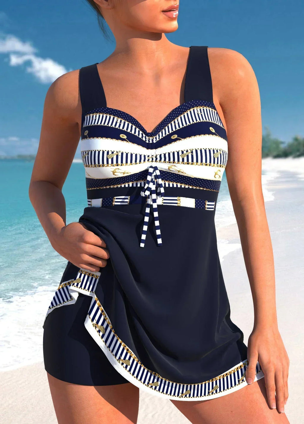 Women's Patterned Tankini Swimsuit Set | Summer